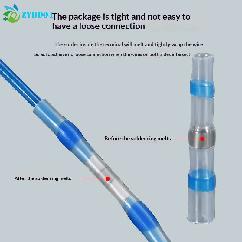 ●100Pcs Waterproof Heat Shrink Tube With Solder Insulation Wire Terminal Connector Heat Shrink Welding Ring Terminal