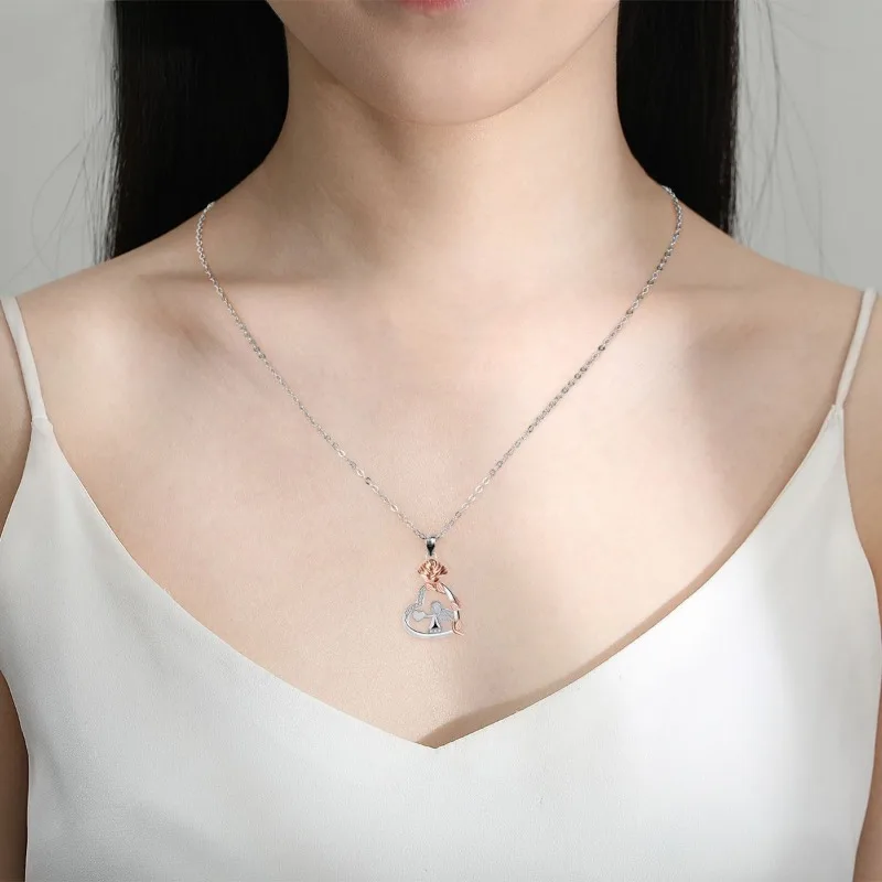 Angle Pendentif Collier pour Femmes Coeur Rose raq Colliers Cadeaux De Noël Cuivre JOChoker Haute Qualité Bijoux En Gros Knn-344