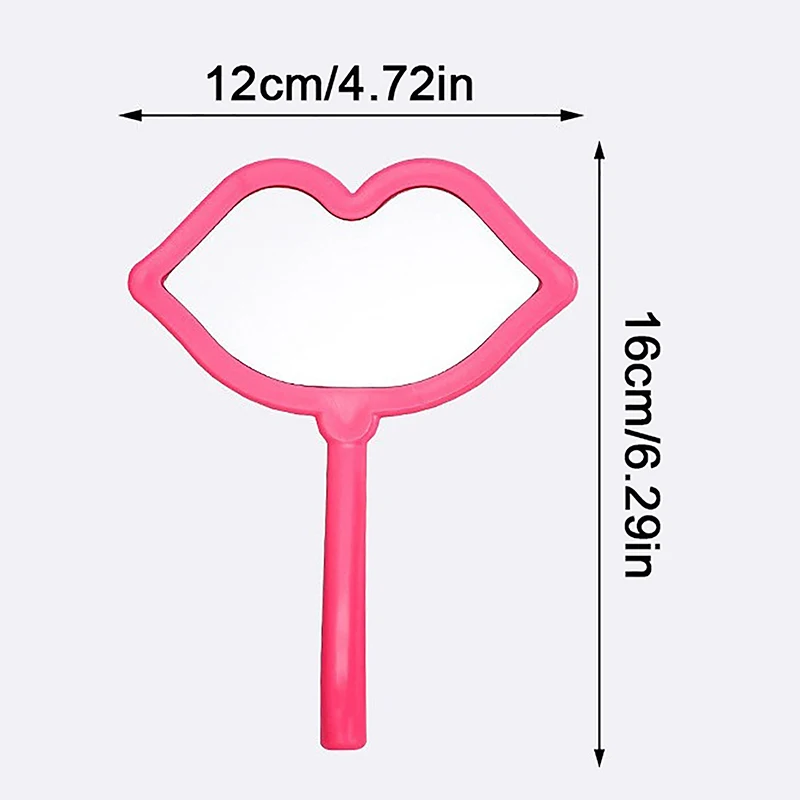 Eyelash Extension Handheld Makeup Mirror Lip Shape Makeup Vanity Mirror With Handle Hand Mirror SPA Salon Compact Mirrors