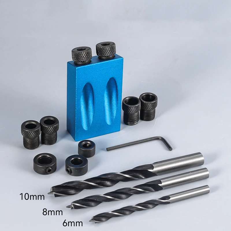 

14-компонентный набор локаторов для косых отверстий для деревообработки, сверло для позиционирования под углом 15 градусов, деревообрабатывающий инструмент для точного сверления отверстий