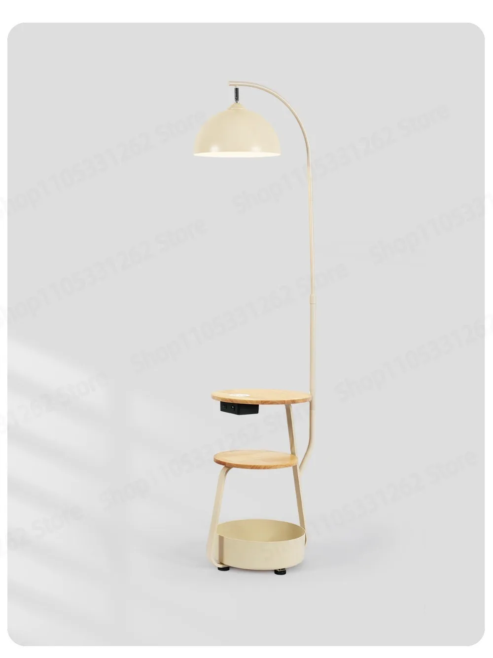 French cream style floor lamp bedside table integrated shelf pomelo ambiance lamp kit set tool