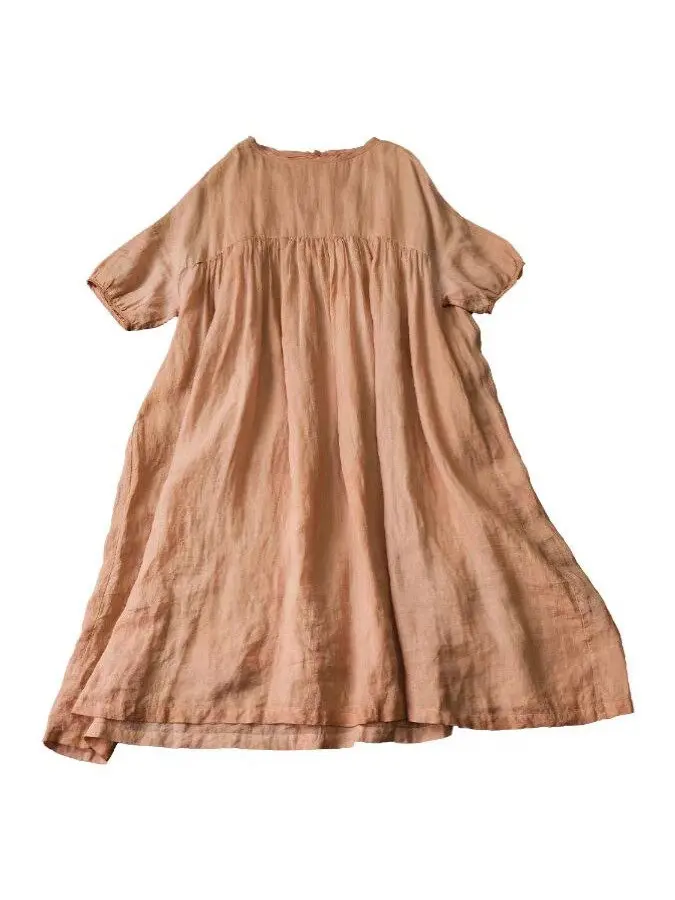 エレ純色コットンリネンルーズレディースドクターサマーヴィンテージスレAラインミディスカートスリムハイウエストドールドクター