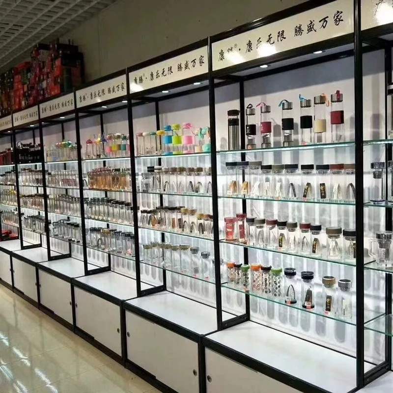 Custom. Hot Sale Smoke Shop Showcase Perfume Store Display Lockable Store Showcase with Glass Shelves LED Light