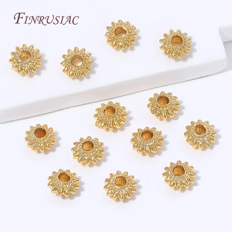 18K Gold Plated Flower Bead Spacer,Rhodium Plated Beads For Jewelry Making DIY Bracelet Necklace Accessories,Beads Separators image 2
