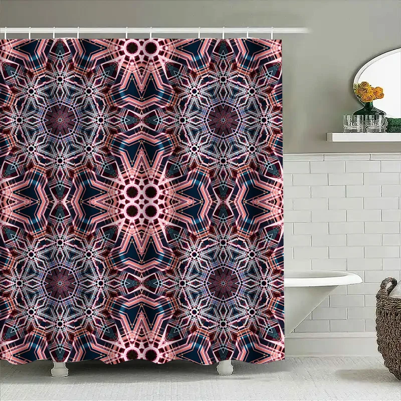 

Modern Geometric Pattern Shower Curtain Pink Black Watercolor Design for Bathroom Decorations!
