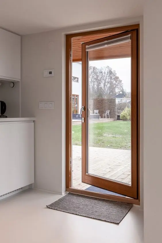 Factory Price Classical French Doors Wood Grain Single Double Glass Door Thermal Break Aluminum Profile Framed Casement Door
