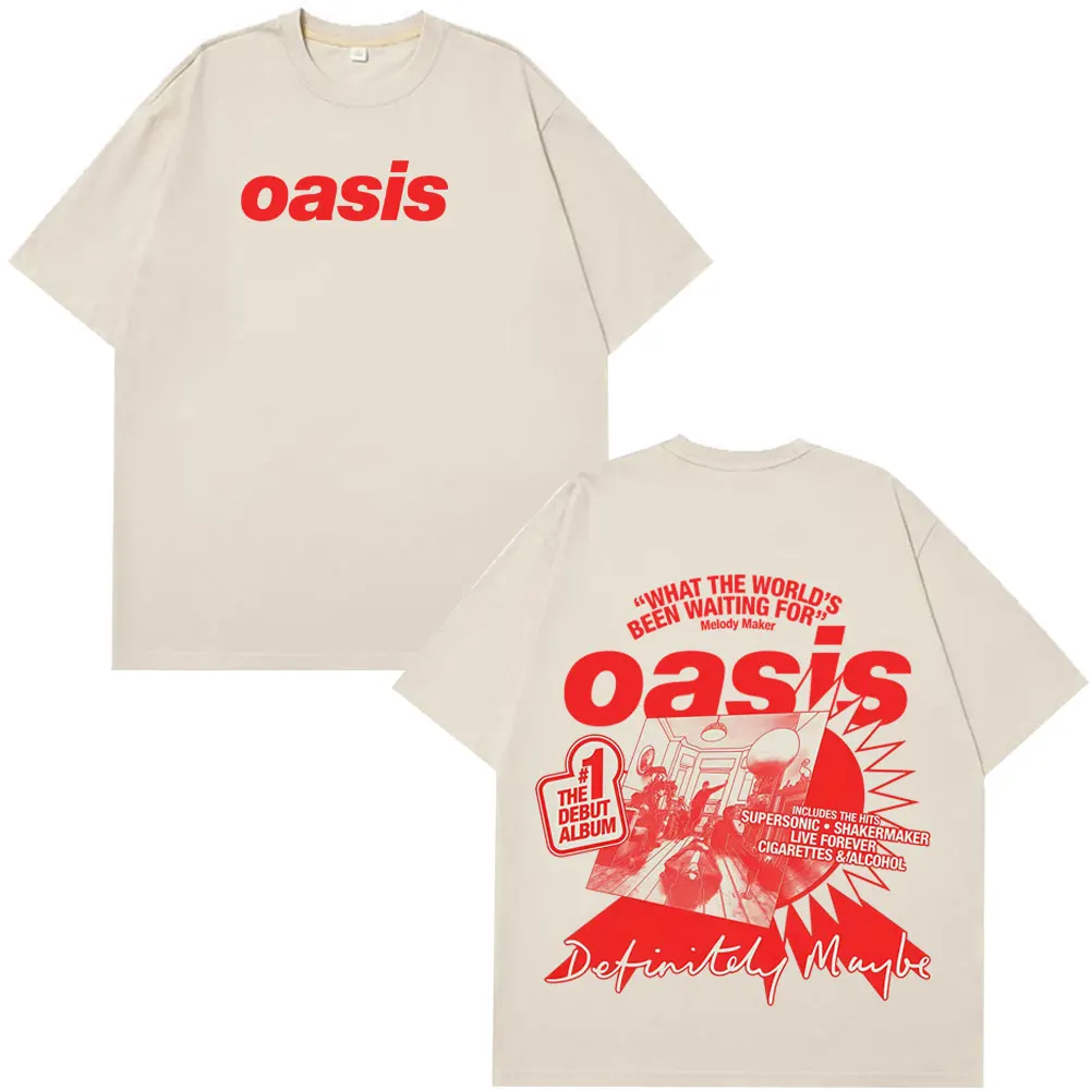 Oasis Band Logo Rock Band Vintage Printed T shirt men women Cotton T-shirt Casual Short Sleeve Harajuku Punk T Shirts Streetwear
