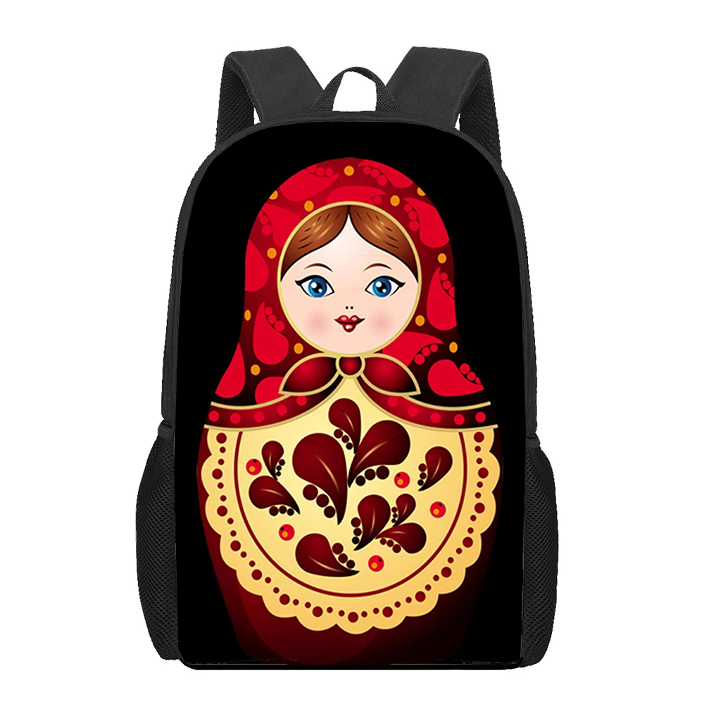 Russian Cute Dolls Matryoshka Print Kids Backpacks Teenager Boys Girls School Bags Funny Student Book Bag Casual Daily Rucksack