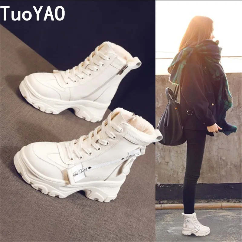 Women Platform Winter Boots Women Black Keep Warm Non-slip Short Booties For Ladies White Ankle Boots Outdoor Casual Shoes New