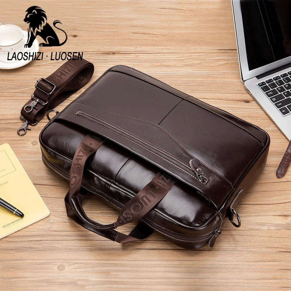 Luxury Brand Messenger Bag Men Genuine Leather Handbag Vintage Shoulder Cowhide Male Briefcases Laptop Crossbody For