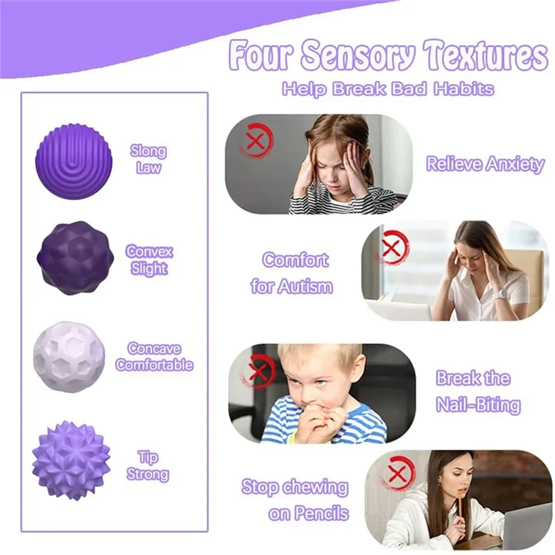 A88X 8PCS 자폐증을 위한 핑크 실리콘 자기 감각 공, 불안 완화를 위한 진정 Fidget