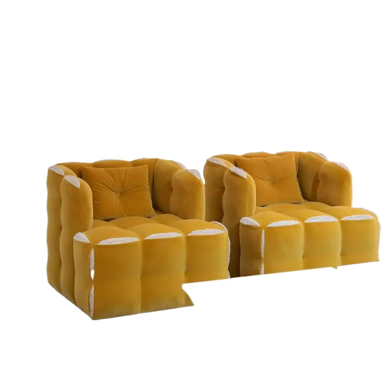 Cream wind sofa lamb wool small apartment fabric, creative Internet celebrity burst pulp free combination module sofa