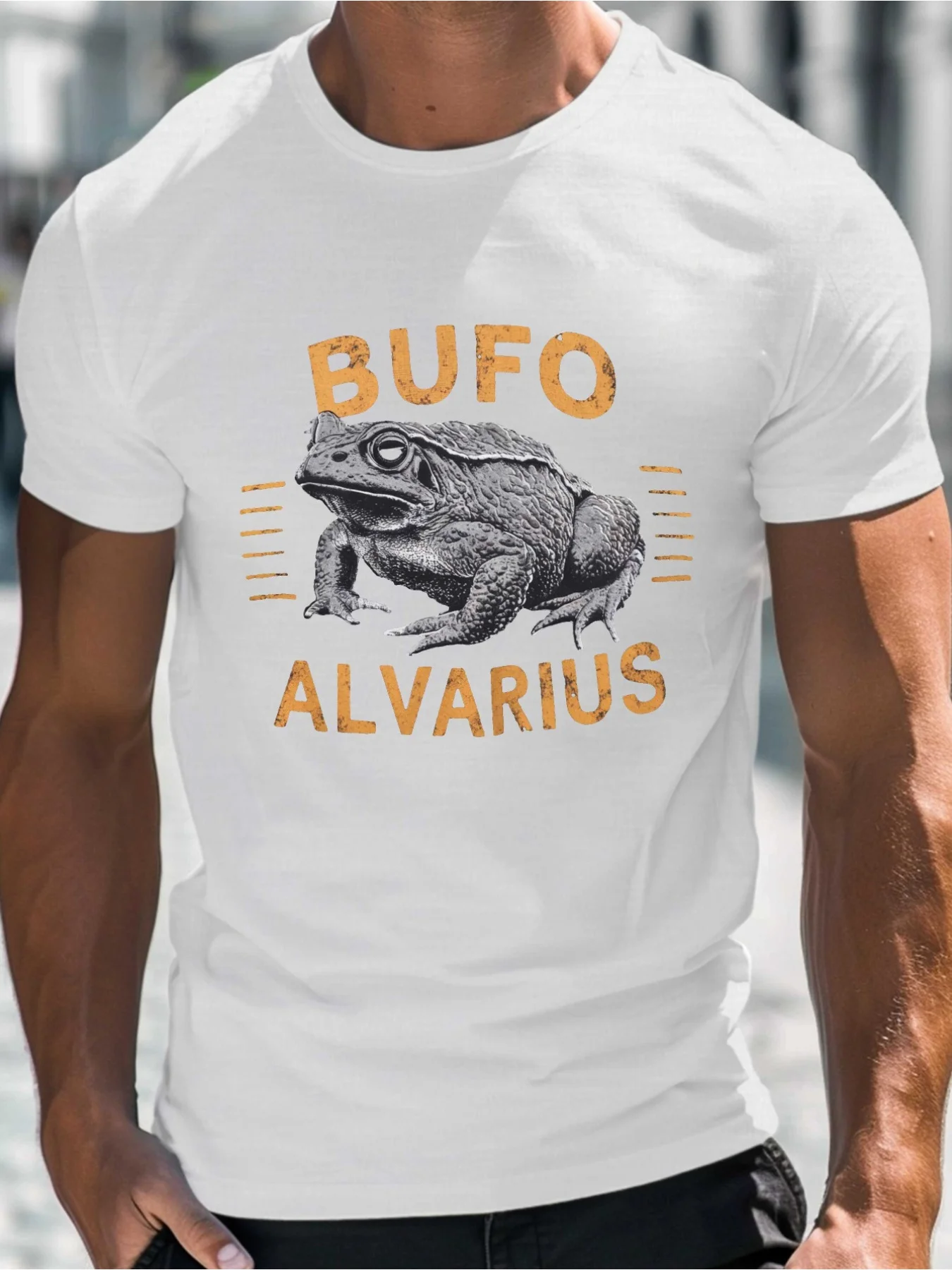 Men'S Bufo Alvarius Toad And Bufotoxin-Free Snake-Like Scale Print T-Shirt | Black And Golden Casual Short Sleeve Crew Neck Summ