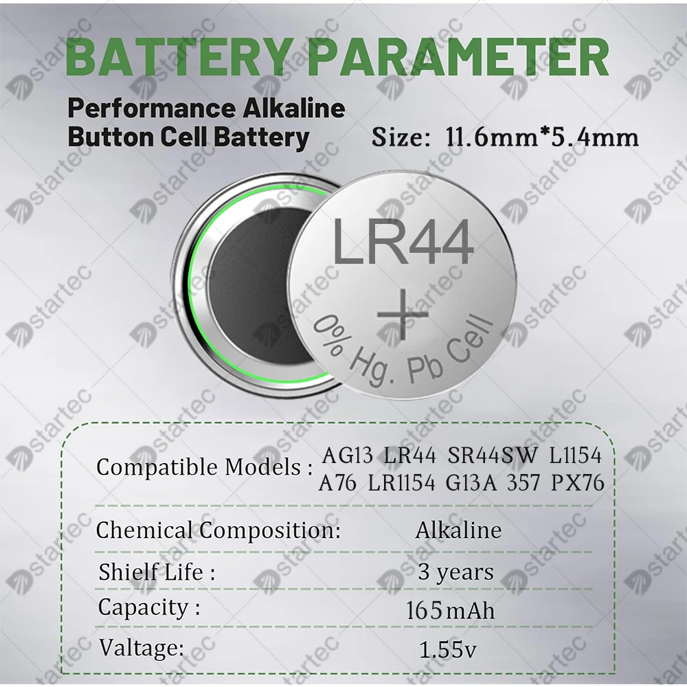 1.55V LR44 AG13 A76 303 357 PX76 G13A LR1154 SR44 Button Batteries For Watch Toys Remote SR43SW AG 13 Cell Coin Alkaline Battery