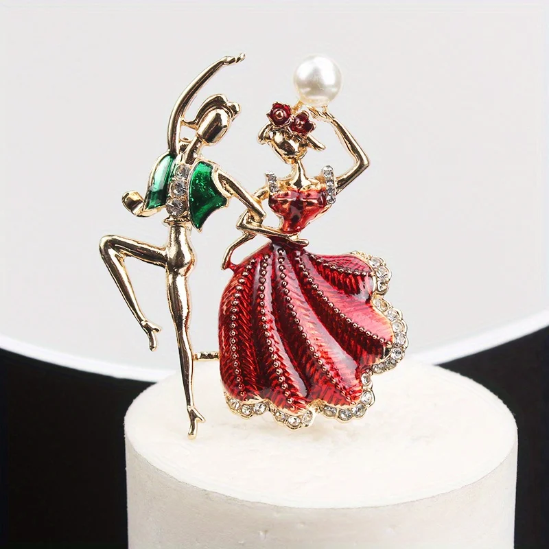 Retro Dripping Oil Creative Personality Sense of Luxury Dancing Ballet Cute Cartoon Brooch