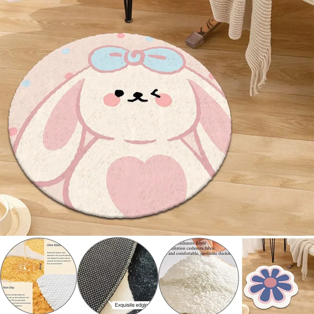 Round Carpet  Aesthetic Sunflower Carpet Cactus Flower Jack Tufted Rug Bathroom Antislip Carpet  Living Room Decoration Mat