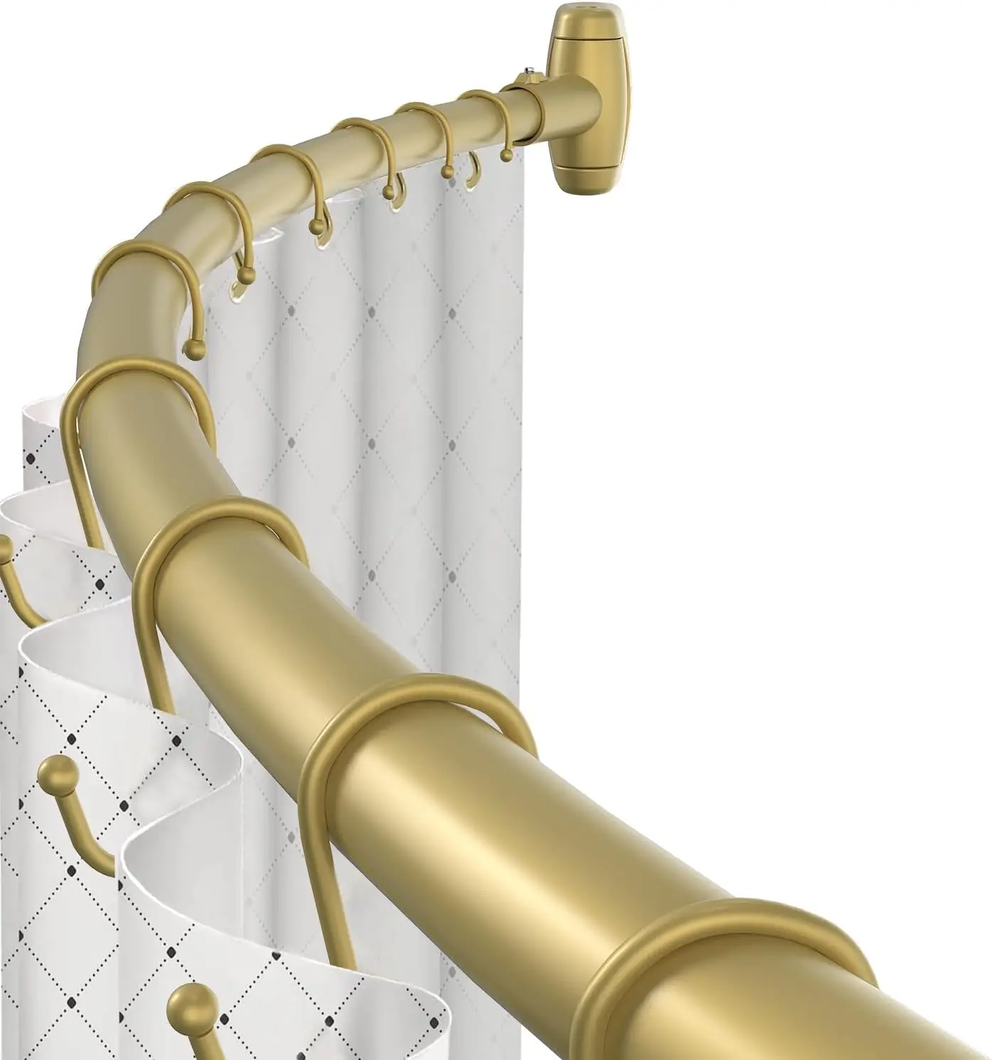 

Adjustable Curved Shower Rod 48-72 Inches, Gold Stainless Steel for More Bathroom Space, Easy Installation