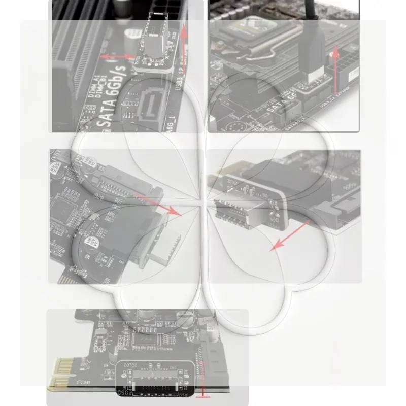 USB 3.0 Type-E Female to 19-Pin Male Adapter Compact Size for Internal Desktop Motherboard Type-C Port Extension