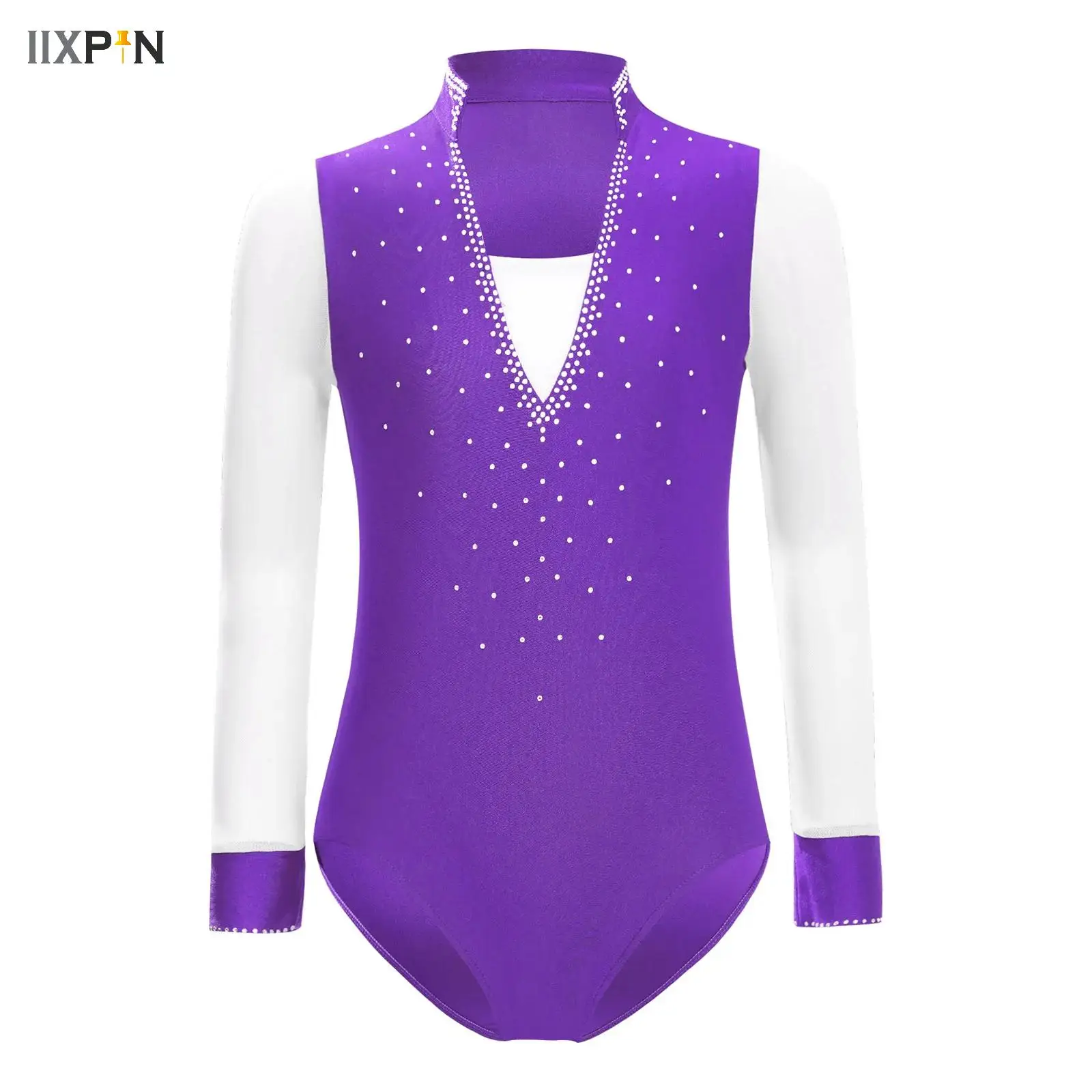 

Kids Boys Figure Skating Bodysuit Gymnatics Jersey for Ballet Dancing Rhinestones Bodysuit Competition Dance Leotards Costume