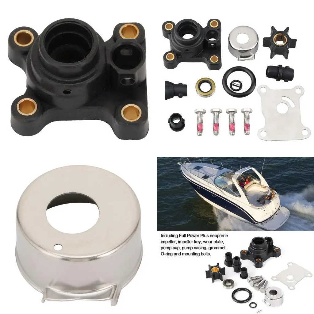 Marine Water Pump Repair for Outboard Cooling System Service, Complete Replacement Set with Impeller, Plate and Sealing
