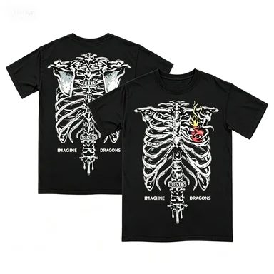 Feel It in My Bones Skeleton Tee Imagine Dragons Graphic Men Women Oversized Y2k Casual Cotton Loose Harajuku Male Clothing Tees