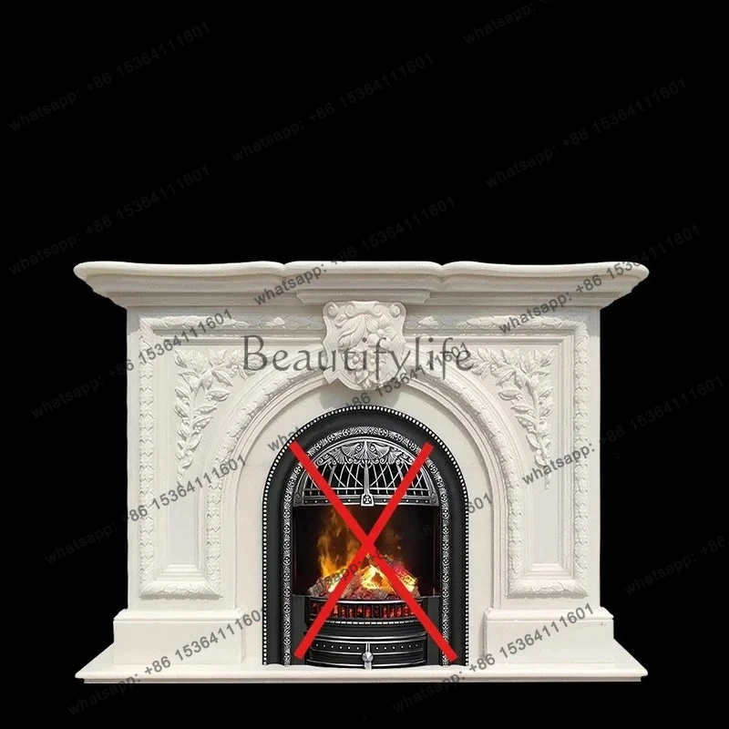 

Marble fireplace French light luxury White marble fireplace Stone carving fireplace decorative cabinet