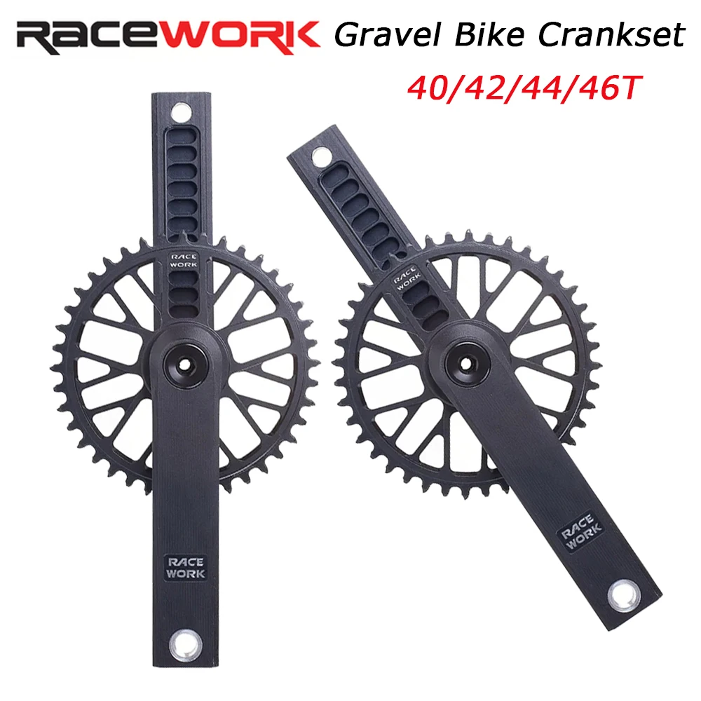 

RACEWORK Gravel Road Bike GXP Single Chainring Crankset CNC 170mm Hollow Bicycle Crank 40/42/44/46T Compatible 9/10/11/12 Speed