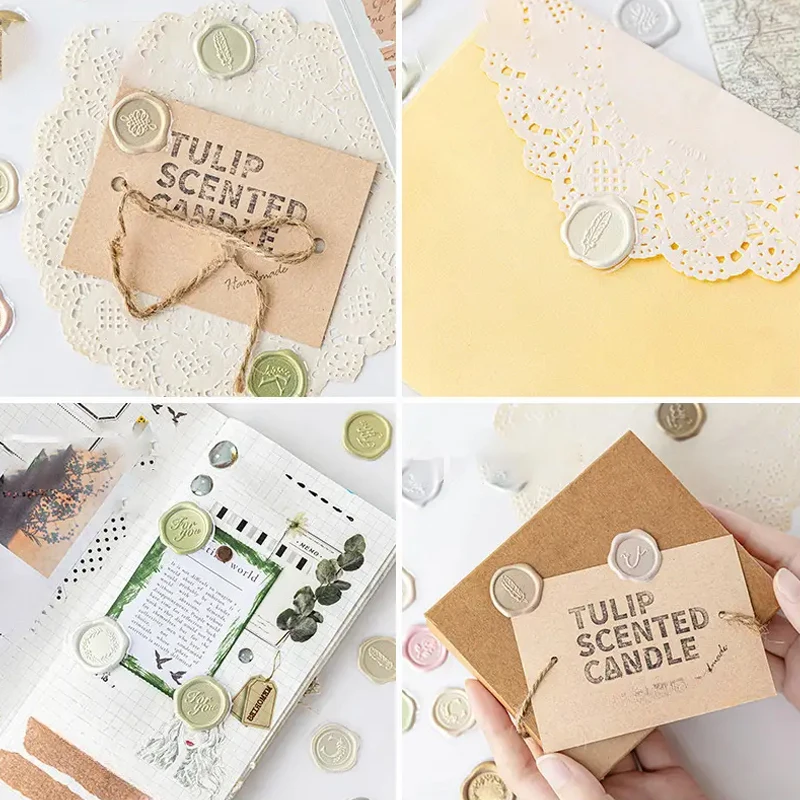 15/18pcs, Vintage Wax Seal Stamp Stickers, DIY Scrapbooking Journal Planner Decorations Stationery Envelope Sealing Tags