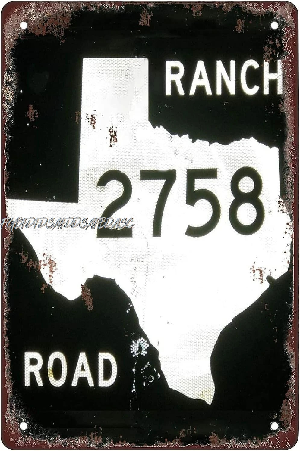Highway Sign 2758 Ranch Road, Texas 8x12 Inches Retro Vintage Decor Sign Metal Tin Sign Home Bar Wall Decor ALI ALI sign