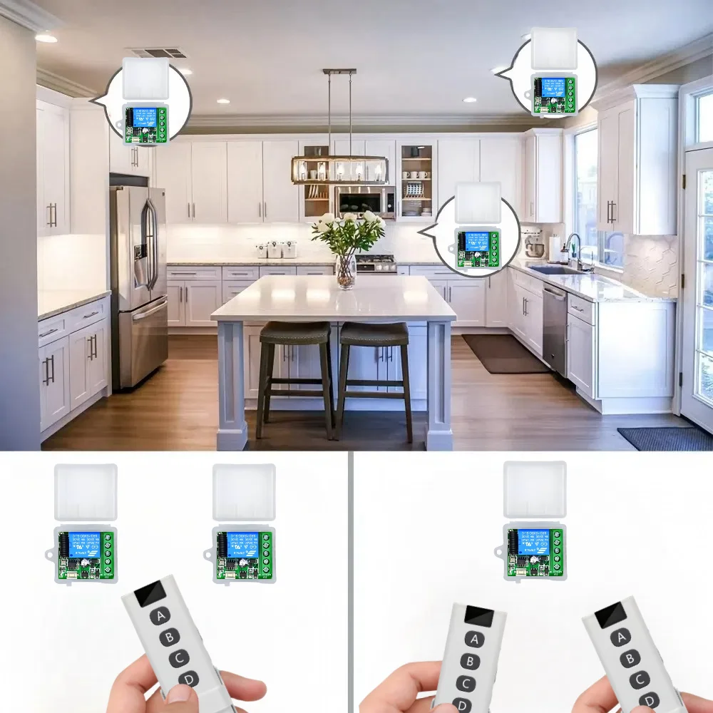433 МГц RF беспроводной пульт дистанционного управления DC 12 В реле 1CH модуль приемника и 4-канальный передатчик для светодиодного дверного электромагнитного замка