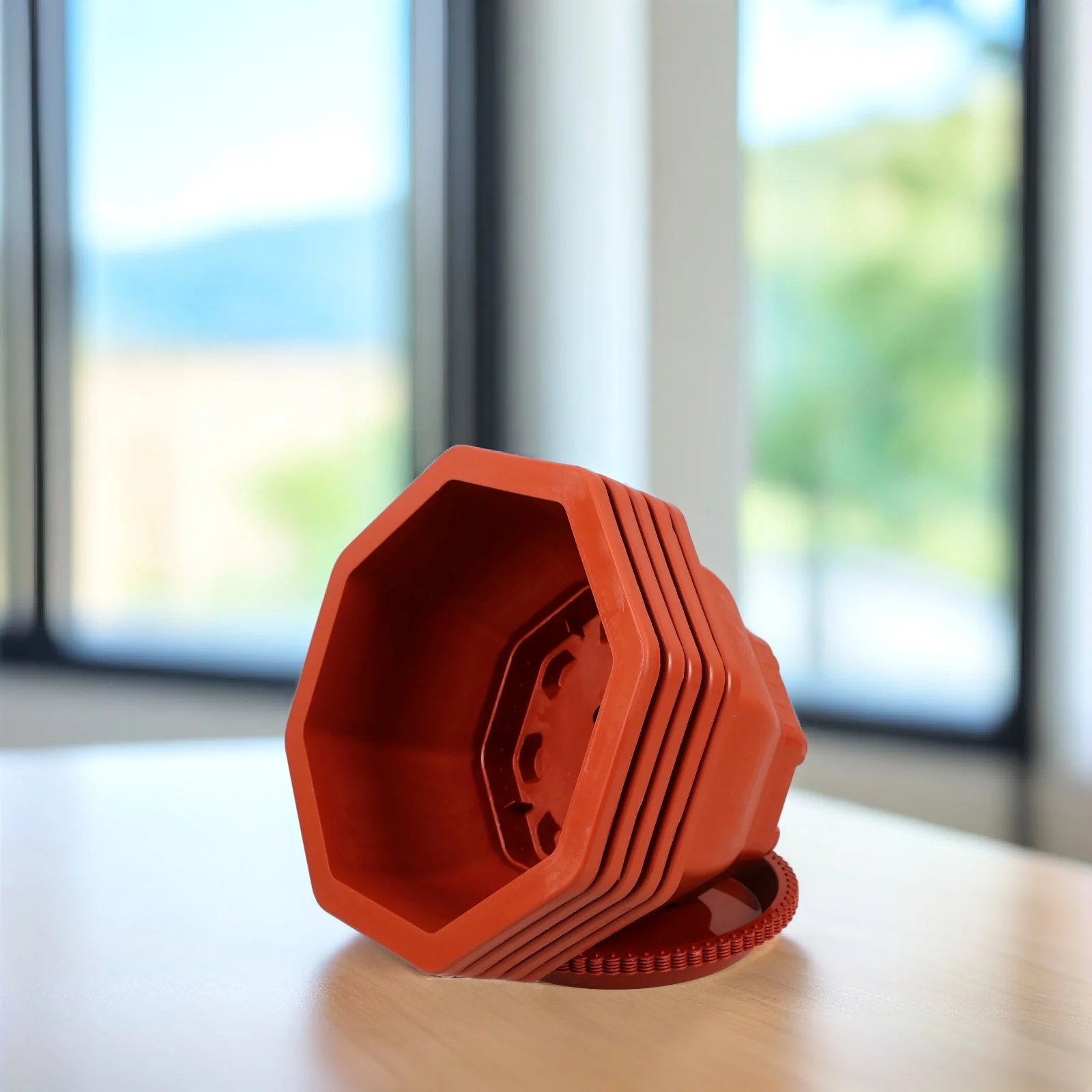 

5Pcs Red Octagonal Bonsai Pots Thickened Plastic Plant Planters with Drainage Trays Indoor Garden Pots Bonsai Tree Kit