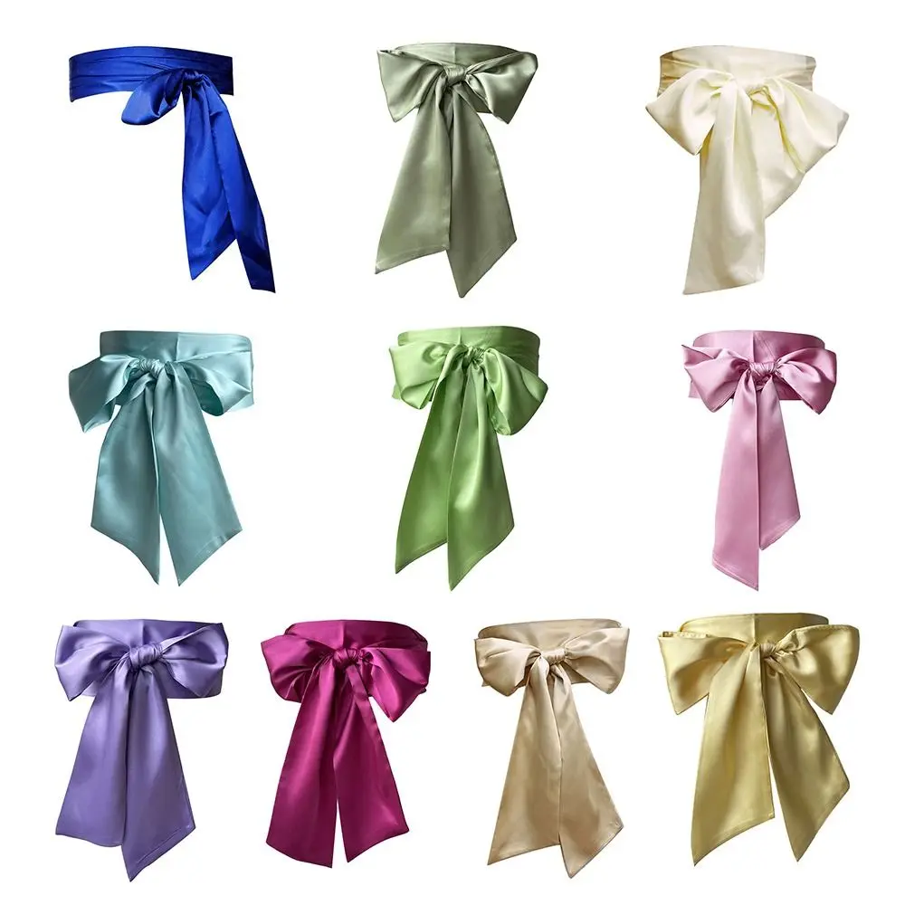 Fashion Satin Silk Bow Corset Waist Belt Wide DIY Lace Up Waistband Strap Decorative Body Shapewear For Skirts Dress Top Clothes