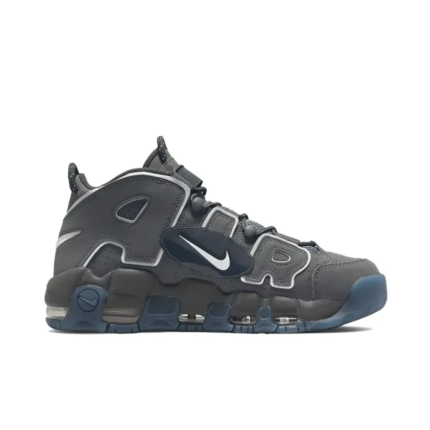 Nike Gray Air More Uptempo Men's and Women's Retro Mid-top Basketball Shock absorbing anti-skid wear-resistant sneakers