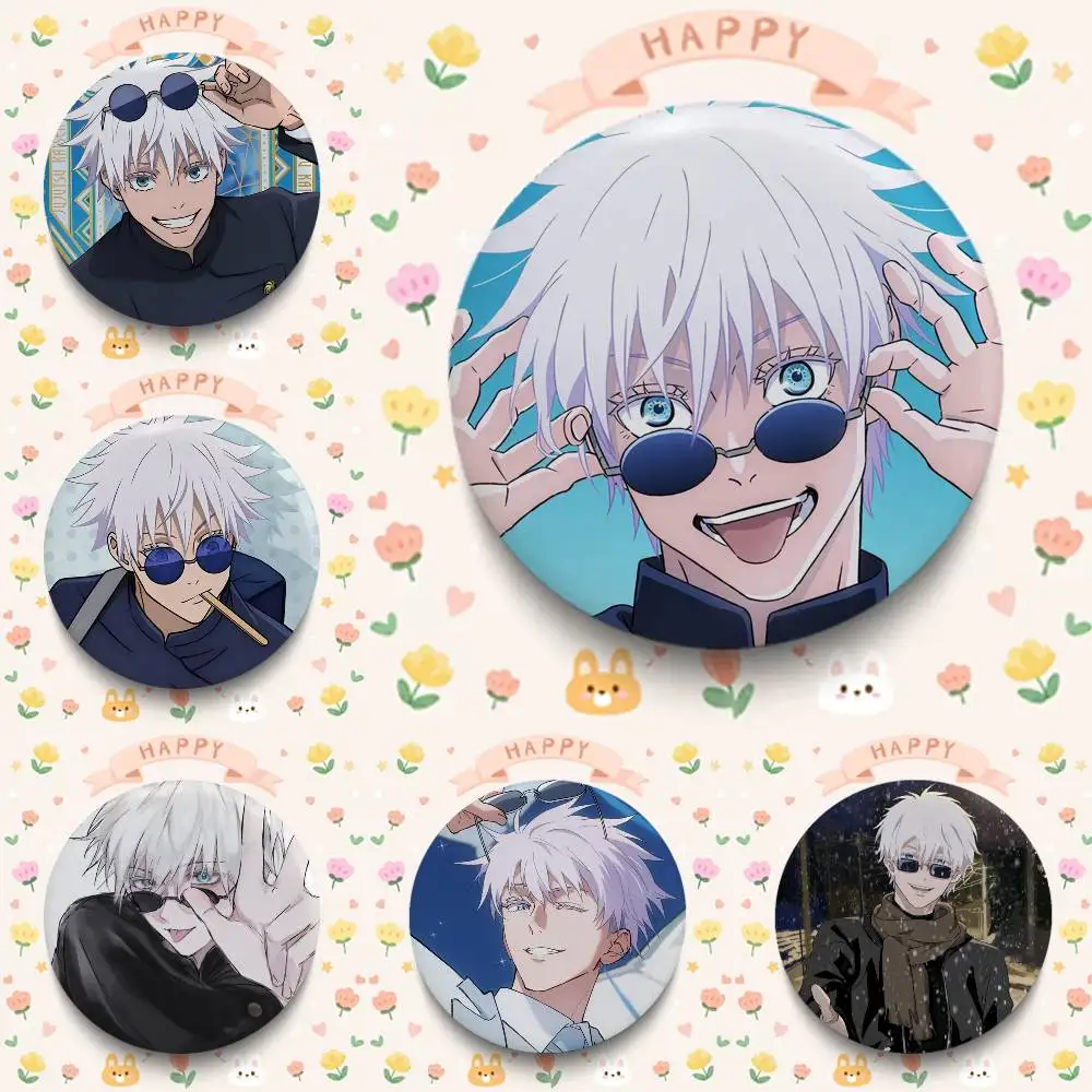 1pc Manga Character Satoru Gojo Badges Button Round Creative Pin Brooch Badge Bag Decor Accessories Fans Collect Friends Gifts