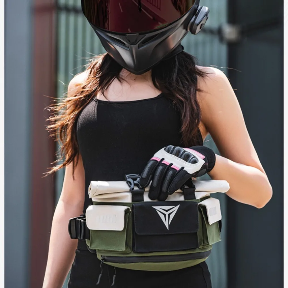 

Durable Expandable Motorcycle Waist Bag- Large-Capacity Crossbody/Chest Pack with Quick-Release for Outdoor Riding Daily Commute