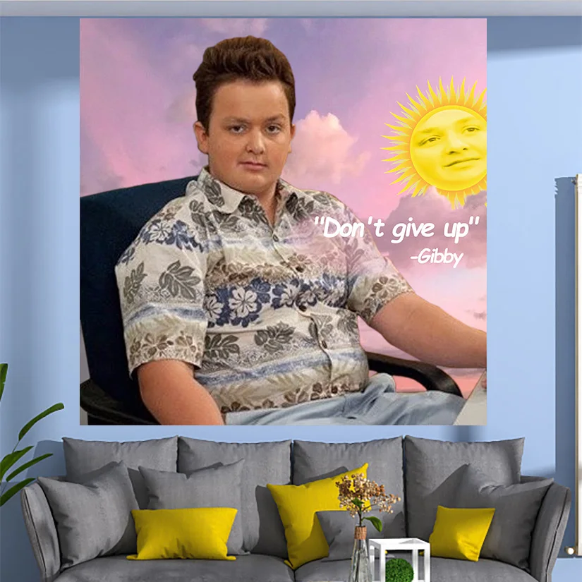 

Ikali'S Gibby Funny Four Seasons Tapestry Memes In Bedroom Living Room Family Keeping Elegant