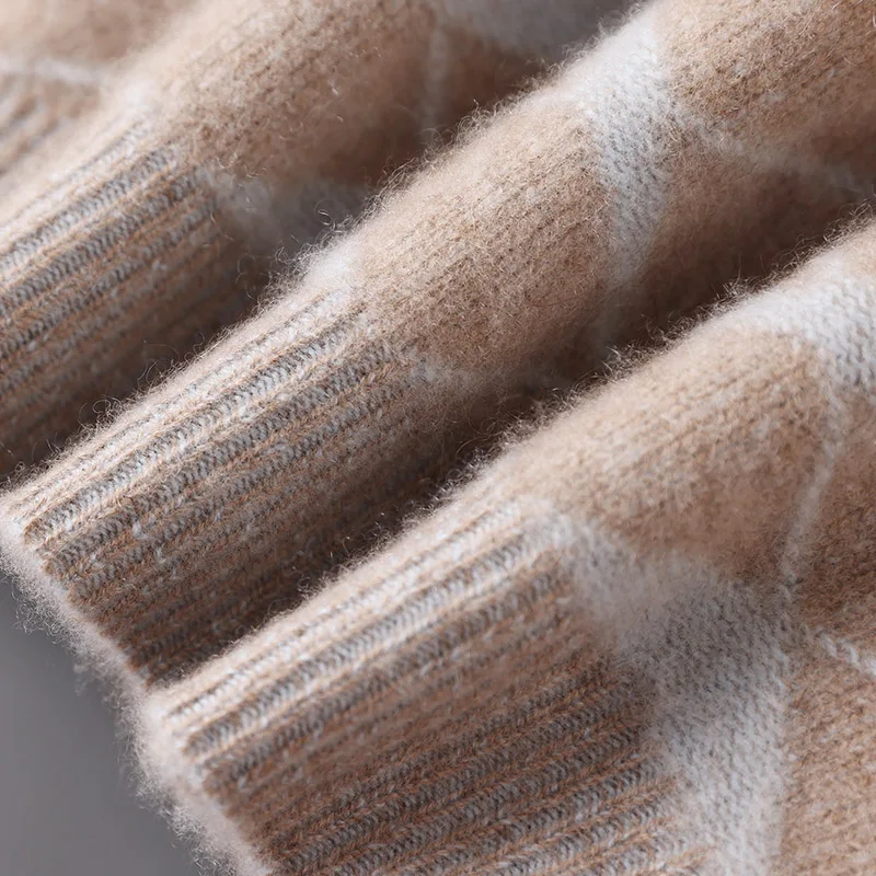 Maglione da uomo in lana merino al 100% con onde d'acqua, maglione con scollo a O, pullover ispessente, autunno inverno, maglione a maniche lunghe, top in maglia di cashmere