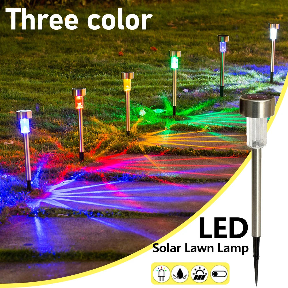 Led Solar Lawn Lamp Waterproof Landscape Lighting White/warm White Outdoor Pathway Stainless RGB Garden Floor Lights