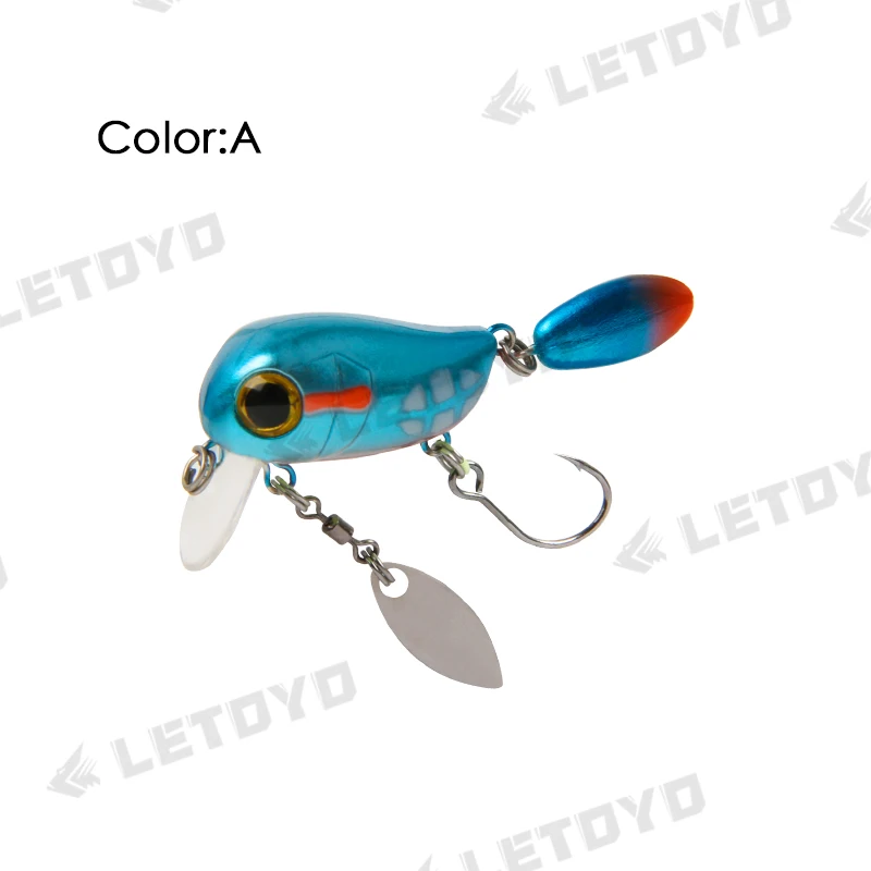 LETOYO Schwimmende Mikro-Kurbelköder, 30 mm, 2 g, künstliche Oberfläche, Wake-Köder, Kurbel-Wobbler mit Löffel, Angelköder für Forellenbarsch