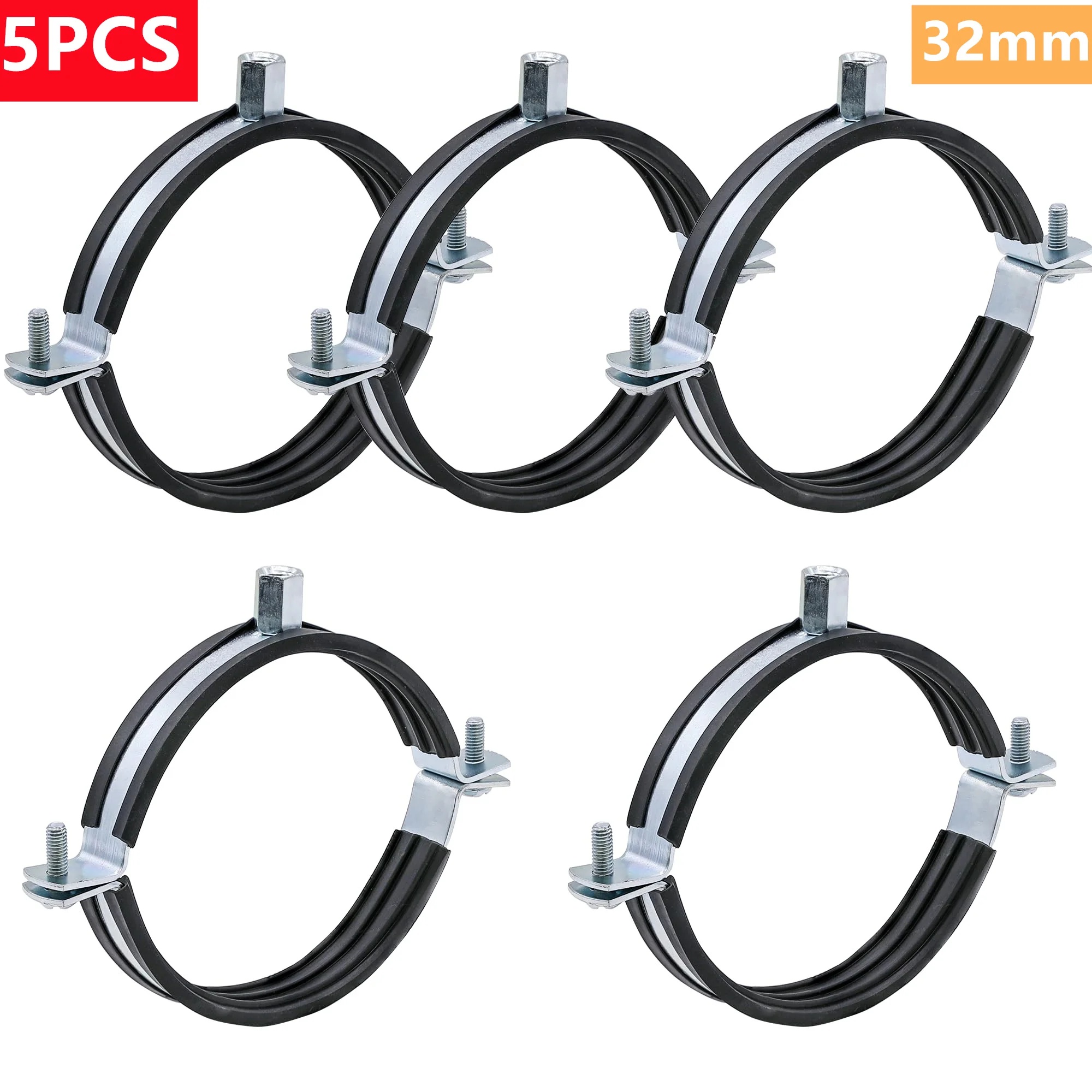 5Pcs Heavy-Duty Pipe Clamp Bracket Wall Ceiling Mount Pipe Support Hoop Hanger Plumbing Fixing Fit 20-160mm Tube Adjustable