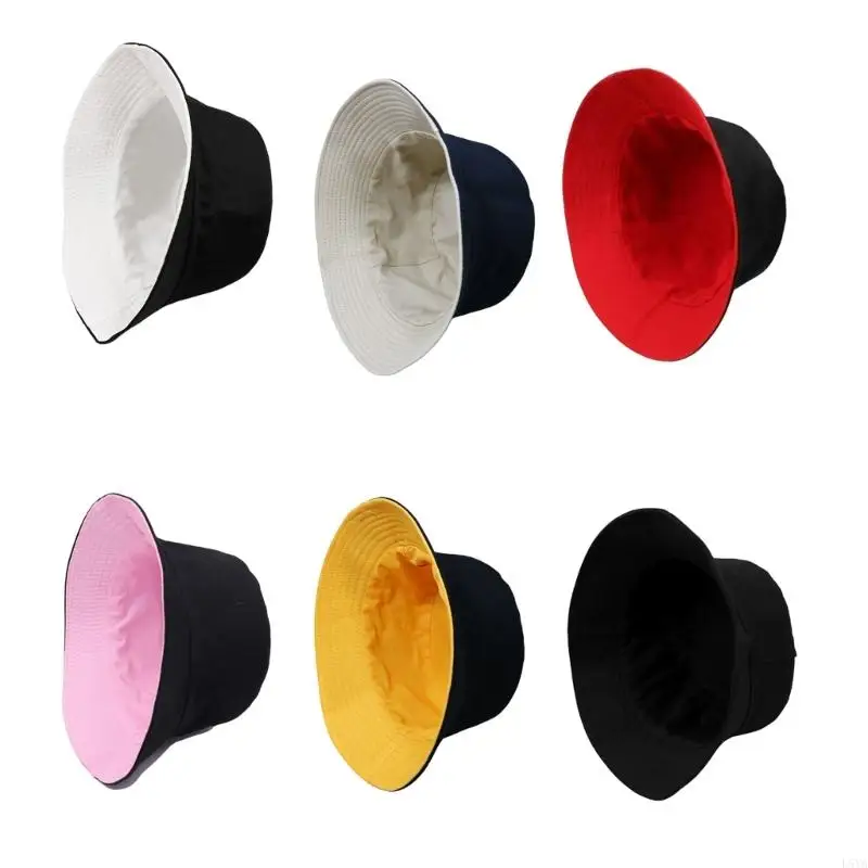 

L5YA Comfortable Couples Bucket Hat Double Side Fisherman Hat for Various Occasion