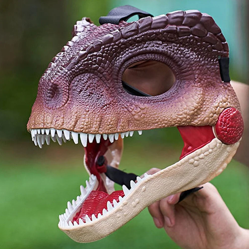 Dinosaur Head Face Mask with Dinosaur Scream Lifelike Dinosaur Mask Headwear Raptor Dinosaur Mask Party Cosplay Props