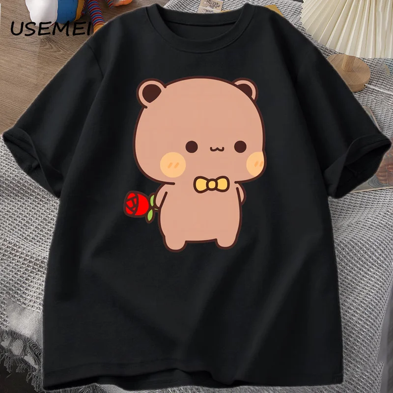 DuDu Bear Surprising Panda BuBu with A Flower T-shirt Funny Cute Buu Duu Graphic T Shirts Women Men Couple T Shirt Clothes