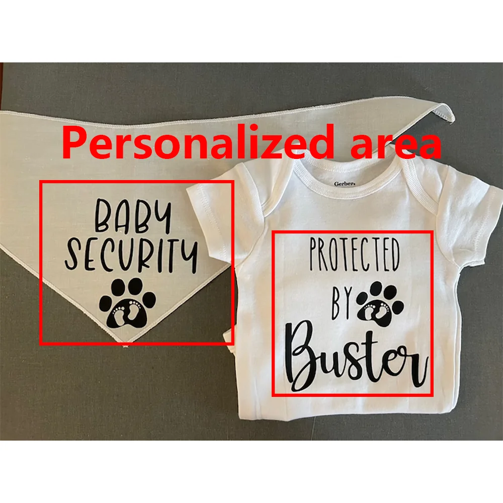 Personalized custom lovely Baby Security Dog Matching Outfit Onesie Set Baby Shower party New Cotton accessories supplies Gift