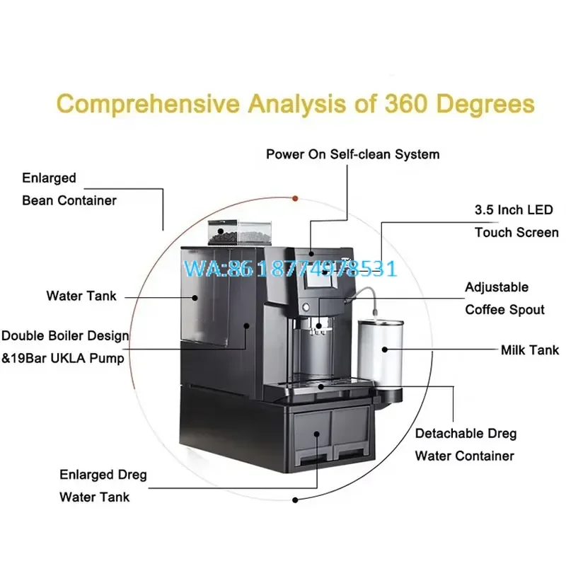 Wmwmnu Commercial Espresso Coffee Cappuccino Maker with Imported Water Pump Double Group Head for Cafe Restaurant Use