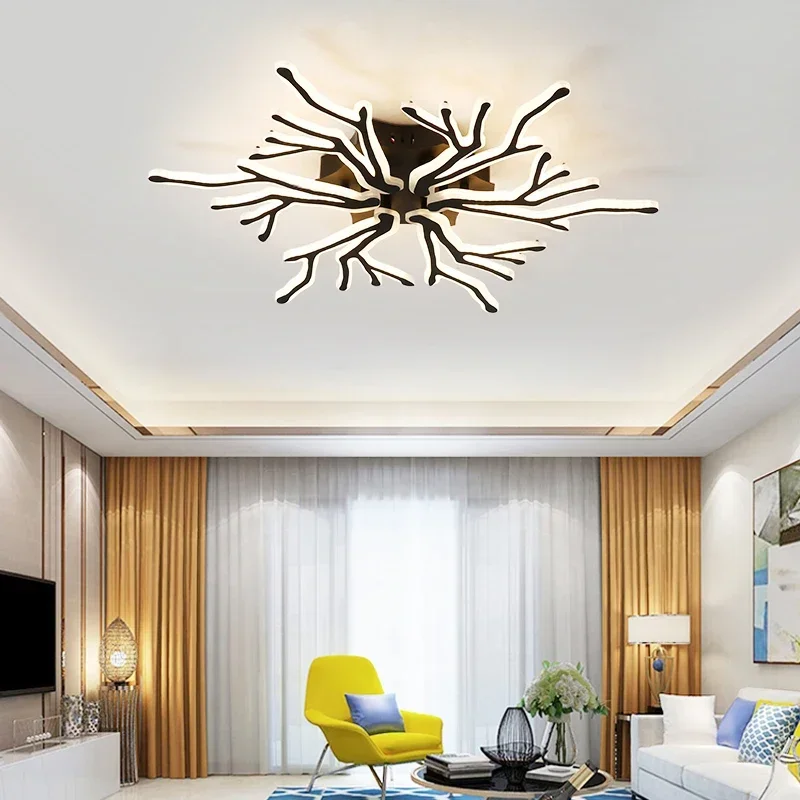 

RC+APP White/ Black Color Modern Led Chandelier for Living Room Master Room Bedroom Fixtures AC85-265V Chandelier Fixture