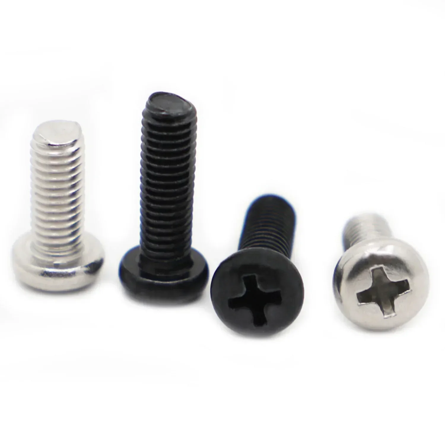L=3-50 M1-1.2-1.6-2-2.5-3-4 Black Steel/304 Stainless Steel Cross Recessed Pan Round Head Screw Phillips TV Bolts DIN7985 GB818