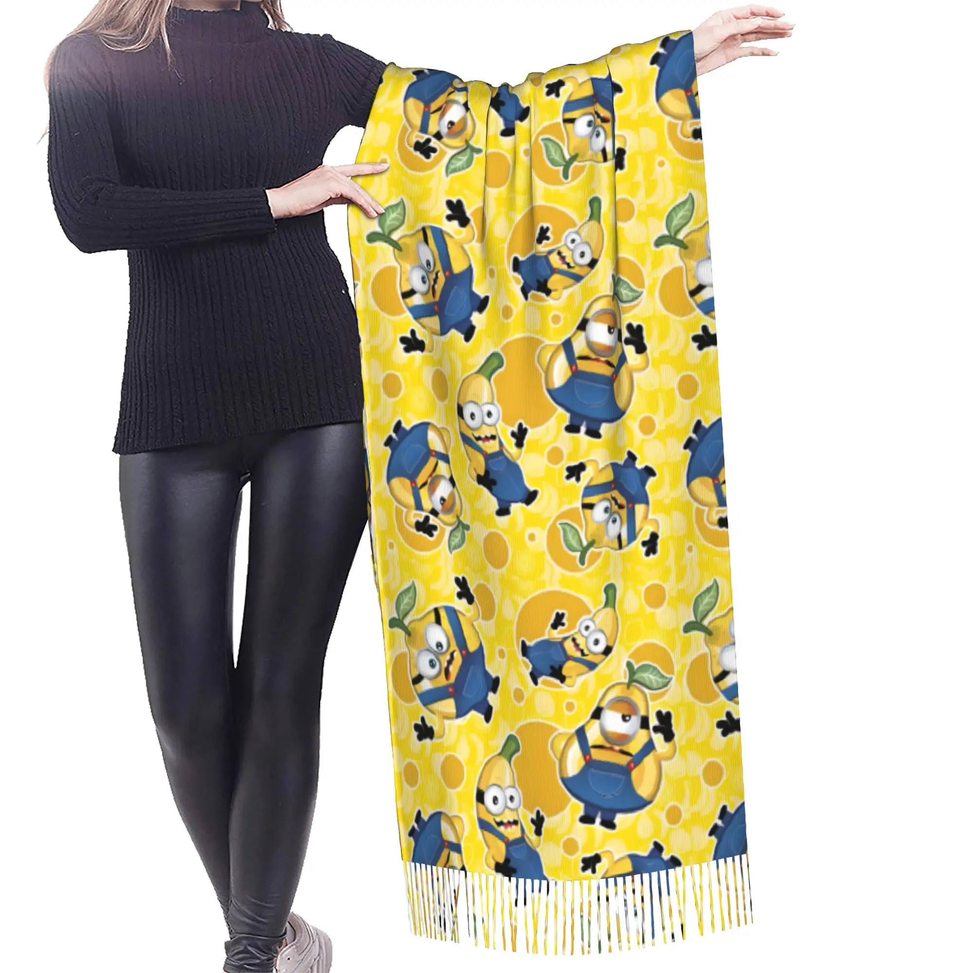 Custom Print M-Minioned Anime Scarf Women Men Winter Warm Scarves Manga Cartoon Shawl Wrap