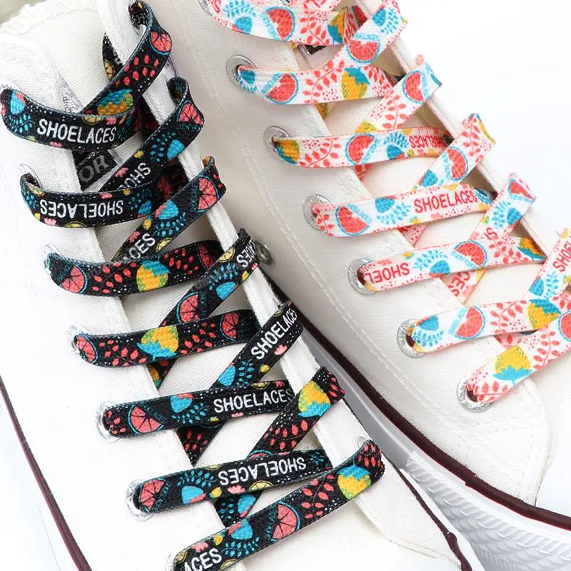 1Pair Colorful Fruit Shoelaces for Sneakers Fabric Flat Shoe laces Fashion AF1/AJ Canvas Shoelace Elastic Laces Shoes Strings