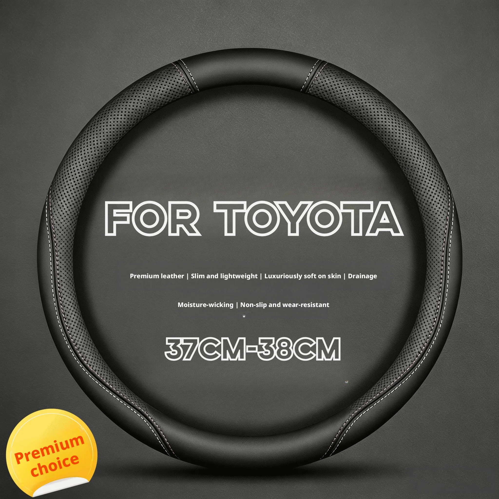 Fit 14.5-15in Skin-Friendly Minimalist Steering Wheel Cover for Hilux, Fortuner, Innova Crysta, Avanza/Veloz, Sienta Hilux GR